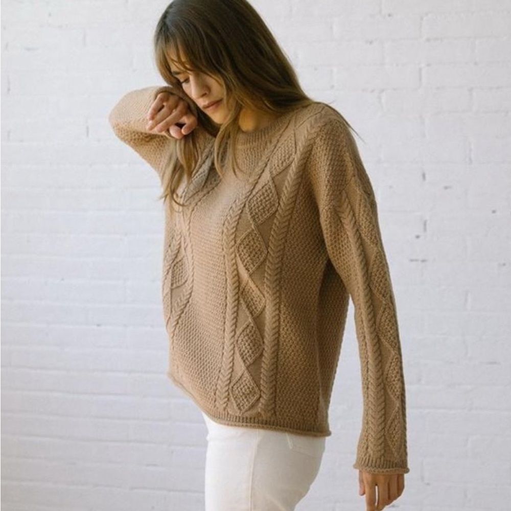 Tradlands Alpaca Modern Fisherman Sweater Womens M Hazel Oversized Classic Cable